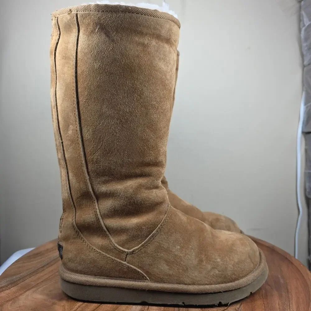 UGG Knightsbridge Womens Brown Chestnut Size 6 Knee High Zip Up Winter Boots